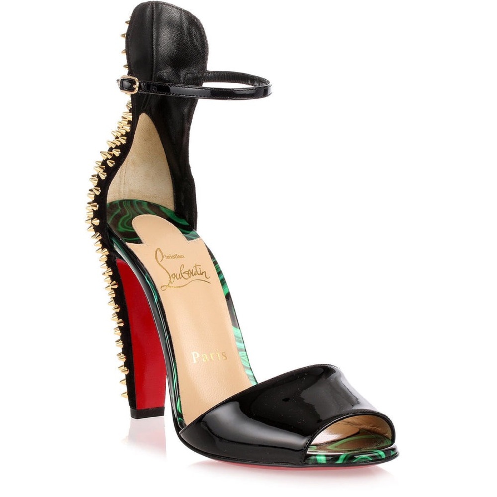 Christian Louboutin Tropanita 100 Patent Black Sandal